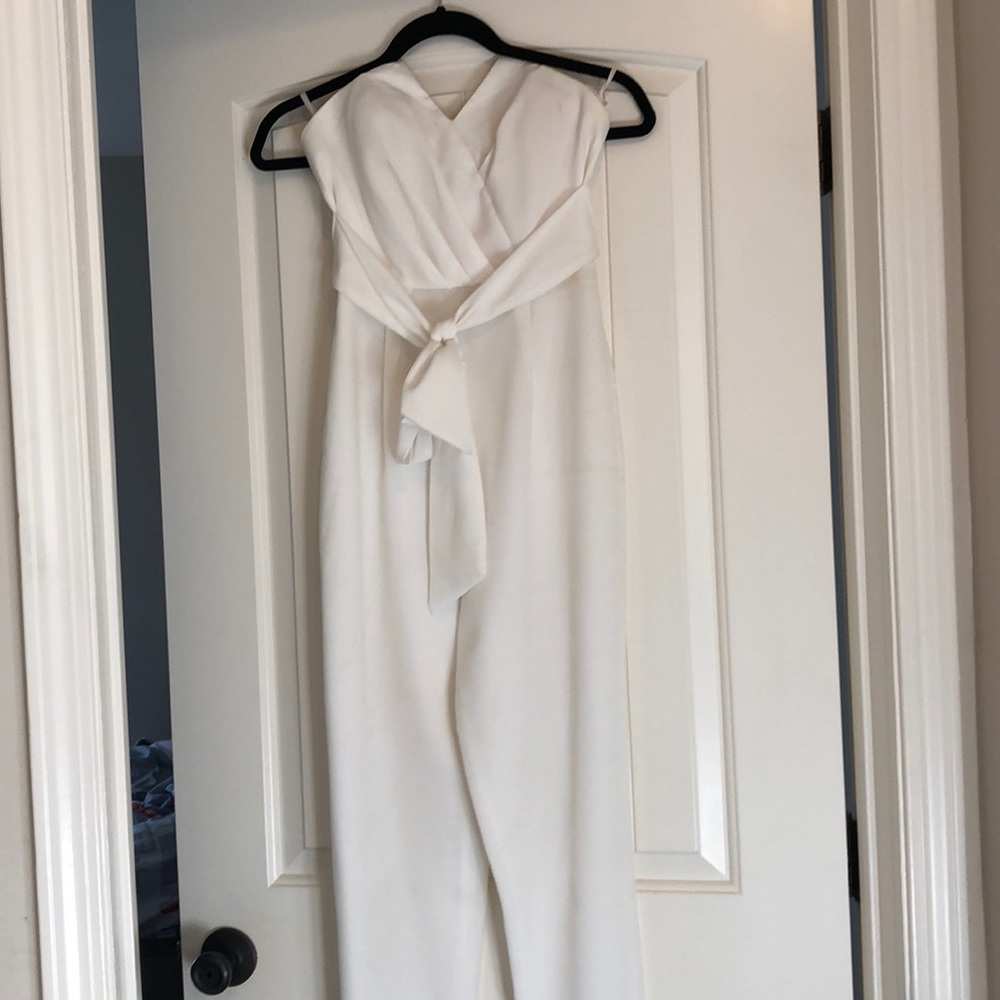 White gorgeous tie waste jumpsuit